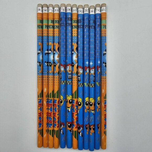 Vintage Cartoon Network Powerpuff Girls HB Pencils w Eraser Top Lot of 12